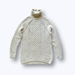 VINCE Chunky Cable Knit Wool Alpaca Turtleneck Sweater Women’s XS Oat Beige EUC